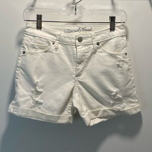 Universal Thread Women's Cream Distressed Jean Shorts